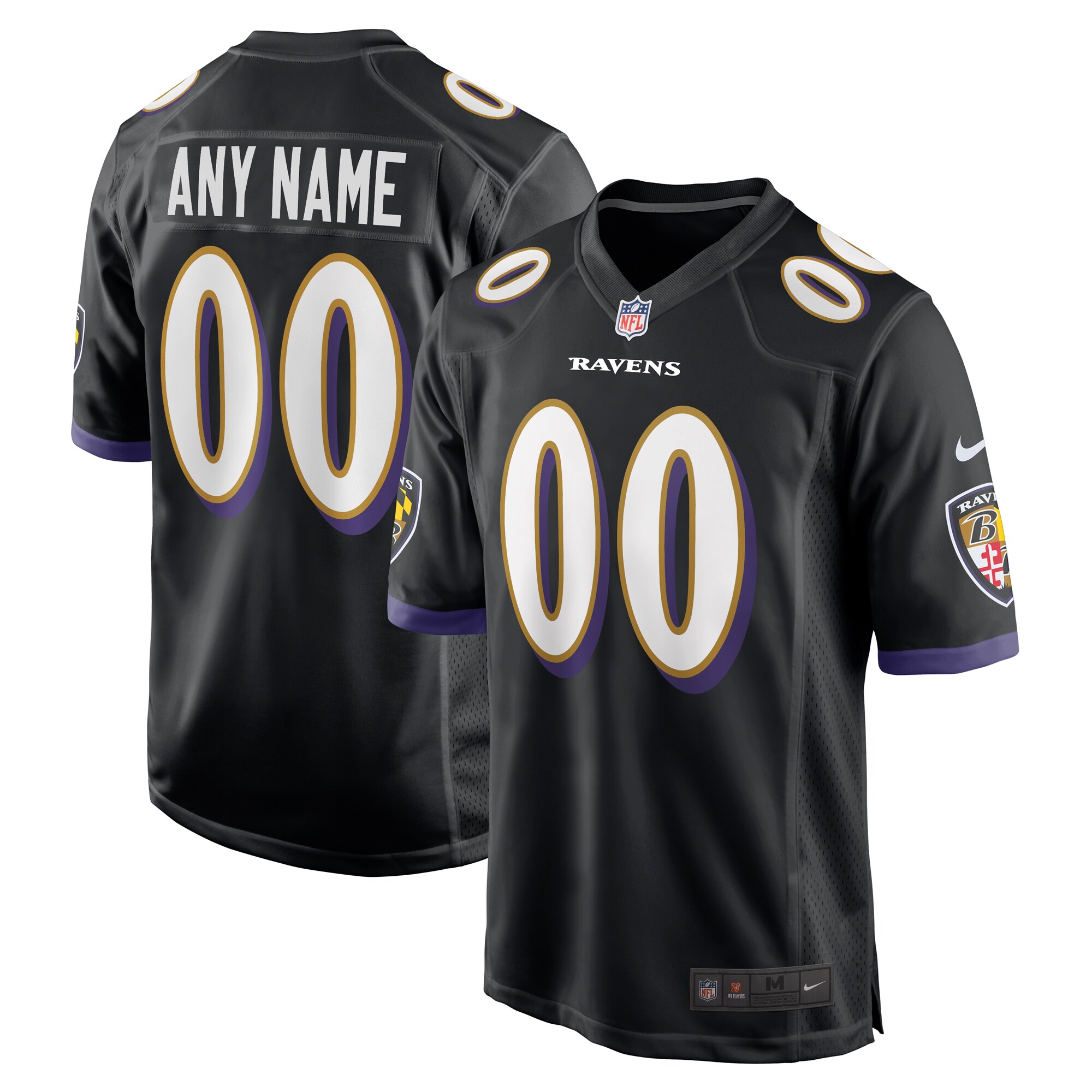 Baltimore Ravens Alternate Custom Game Jersey - Black