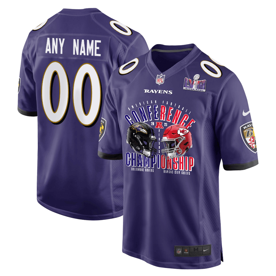 Baltimore Ravens vs. Kansas City Chiefs 2023 AFC Championship Matchup Game Custom Men Jersey - Purple