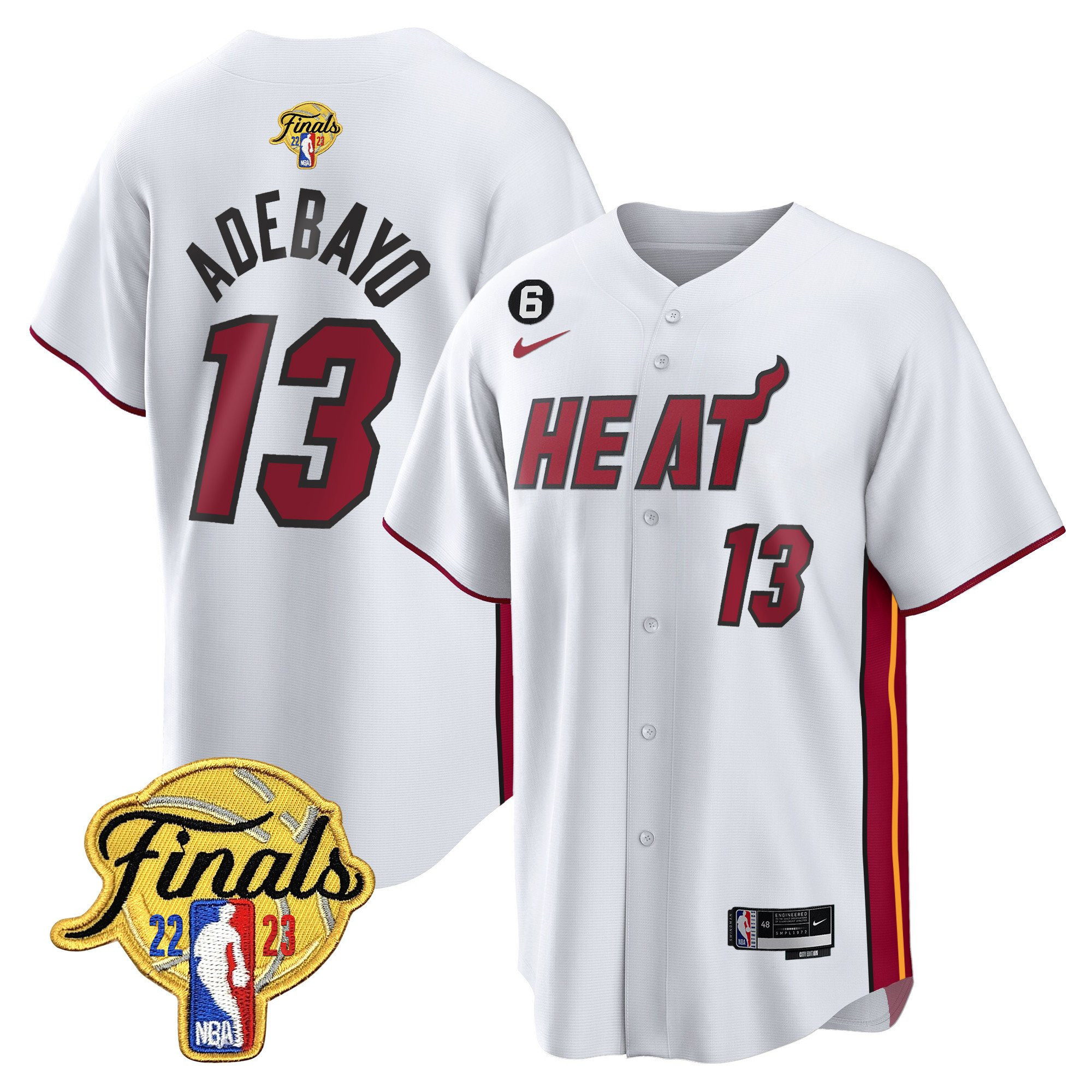 Bam Adebayo 13 Miami Heat 2023 Finals Baseball Men Jersey - Association