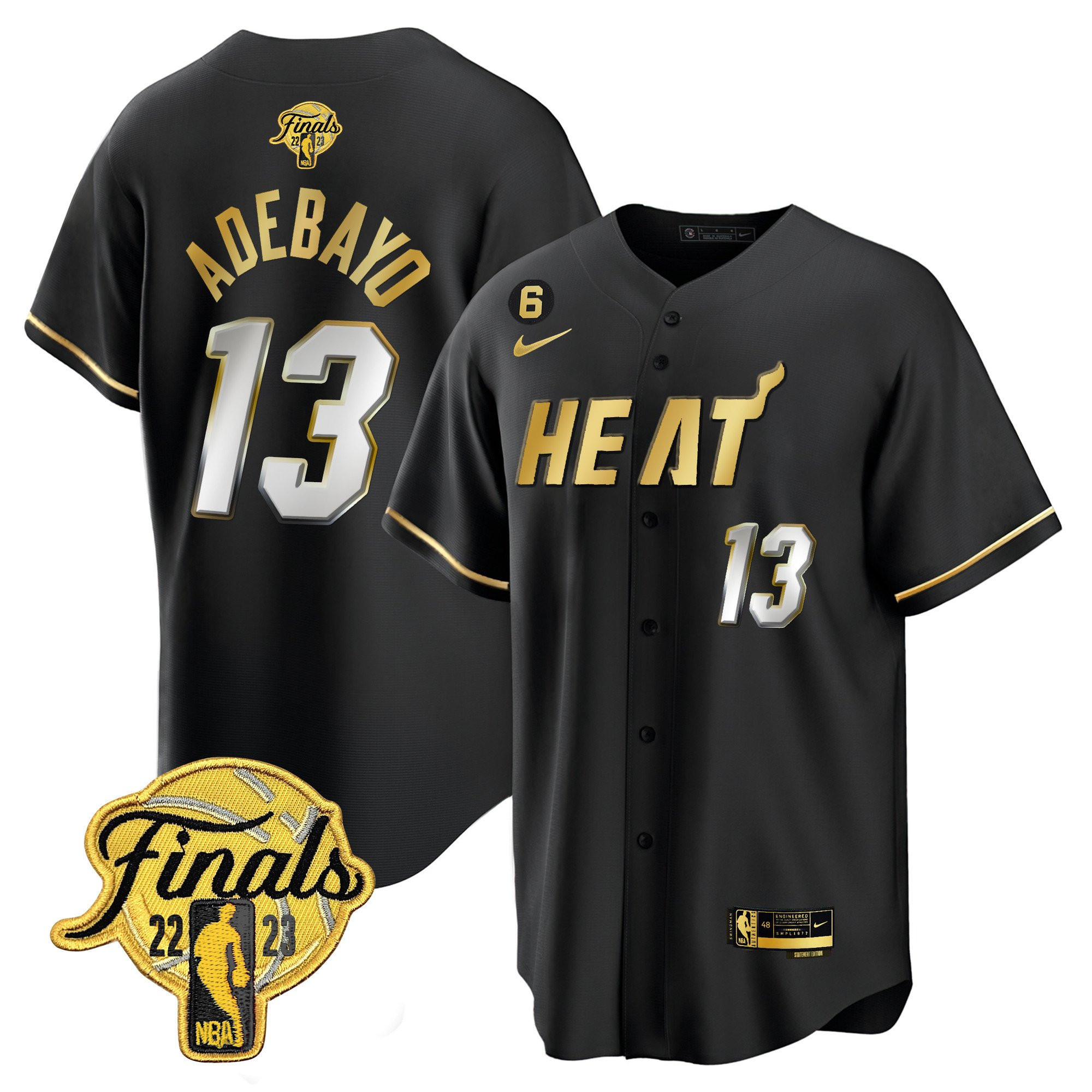 Bam Adebayo 13 Miami Heat 2023 Finals Baseball Men Jersey - Black Limited