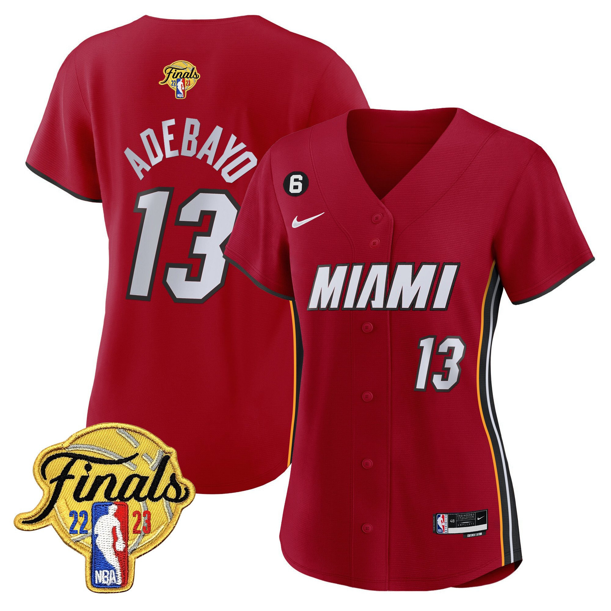 Bam Adebayo 13 Miami Heat 2023 Finals Baseball Women Jersey - Statement