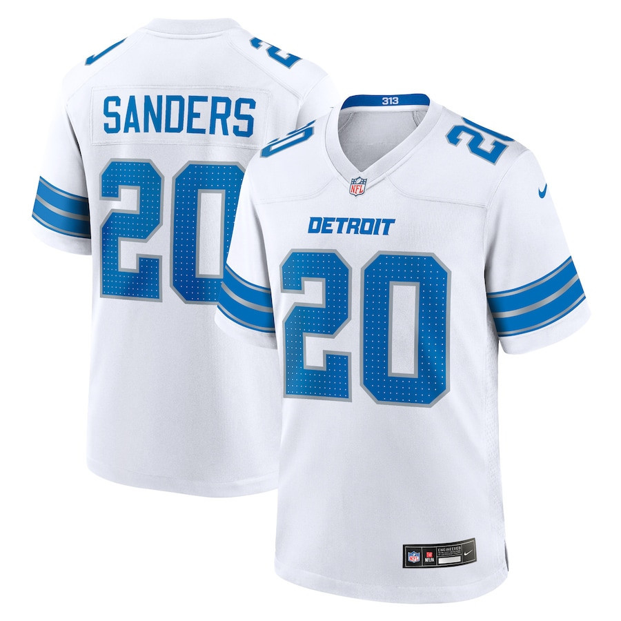 Barry Sanders 20 Detroit Lions Retired Player Game Men Jersey - White
