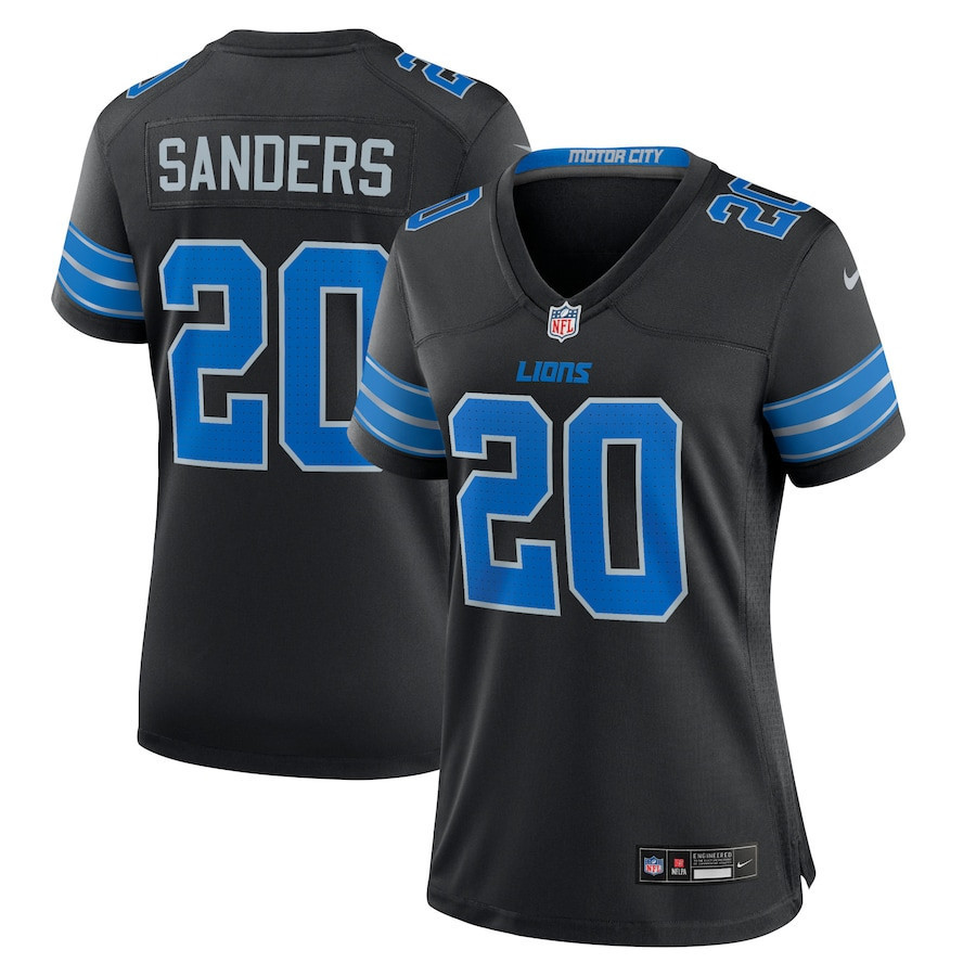 Barry Sanders 20 Detroit Lions Women's 2nd Alternate Retired Player Game Jersey - Black