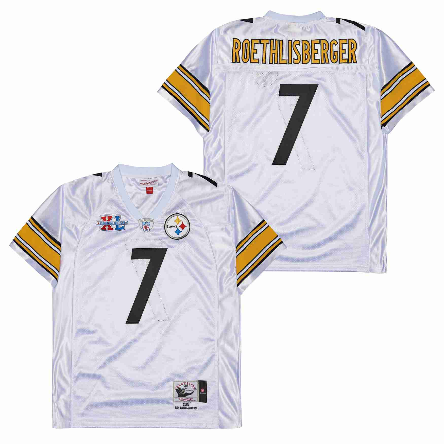 Ben Roethlisberger 7 Pittsburgh Steelers Super Bowl XL Retro Throwback Men Jersey - White