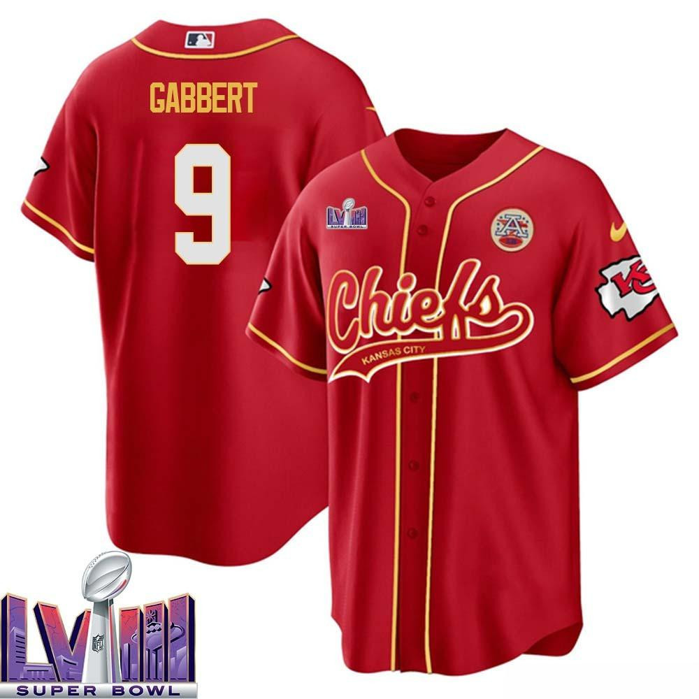 Blaine Gabbert 9 Kansas City Chiefs Super Bowl LVIII Baseball Men Jersey - Red