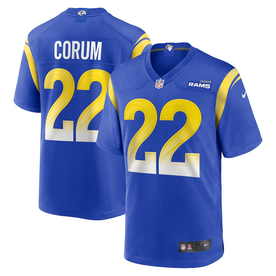 Blake Corum 22 Los Angeles Rams 2024 NFL Draft Game Jersey - Royal