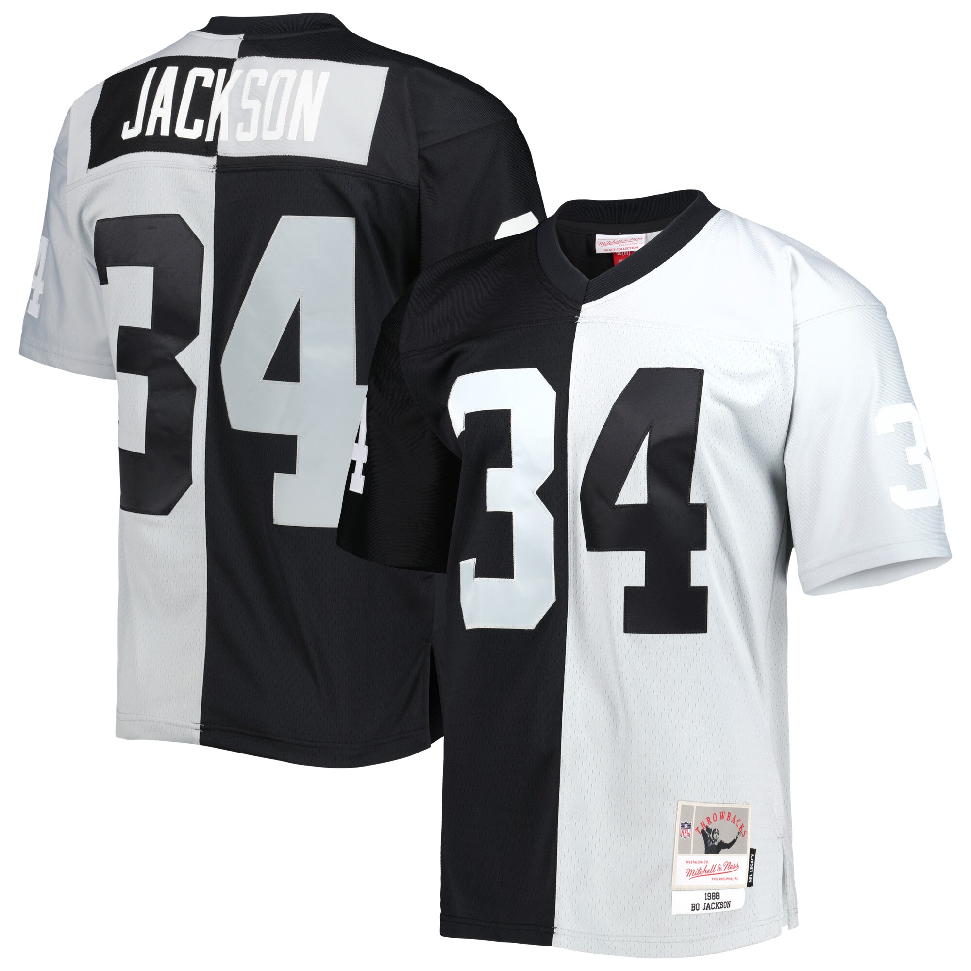 Bo Jackson Las Vegas Raiders Mitchell & Ness 1988 Split Legacy Replica Jersey - Black\/Silver