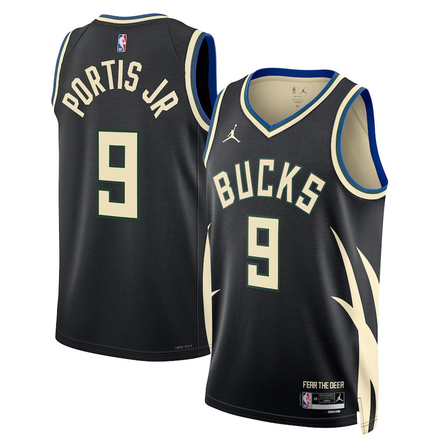 Bobby Portis Jr 9 Milwaukee Bucks Unisex Swingman Jersey - Statement Edition - Black