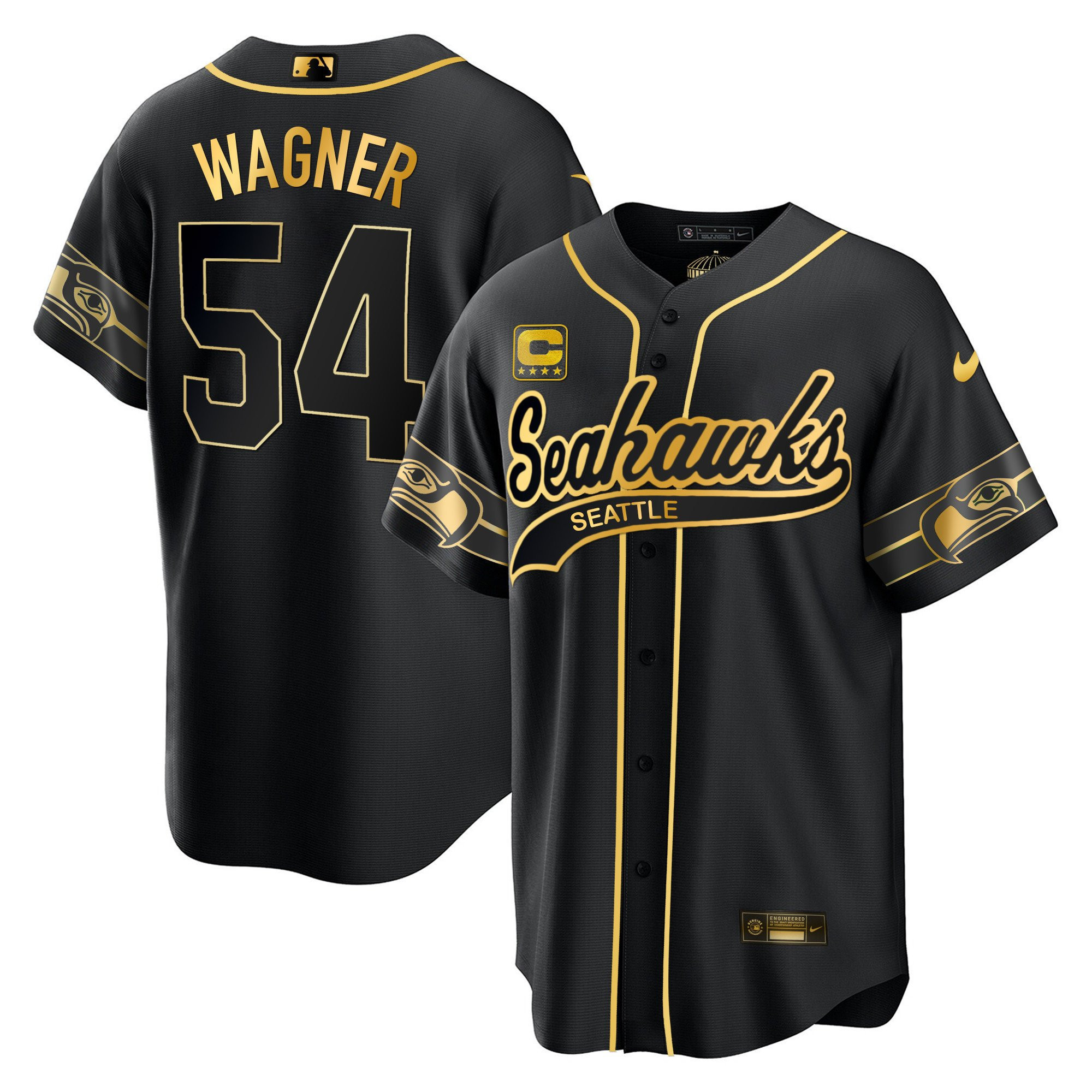 Bobby Wagner 54 Seattle Seahawks Throwback Men Jersey - Black Gold
