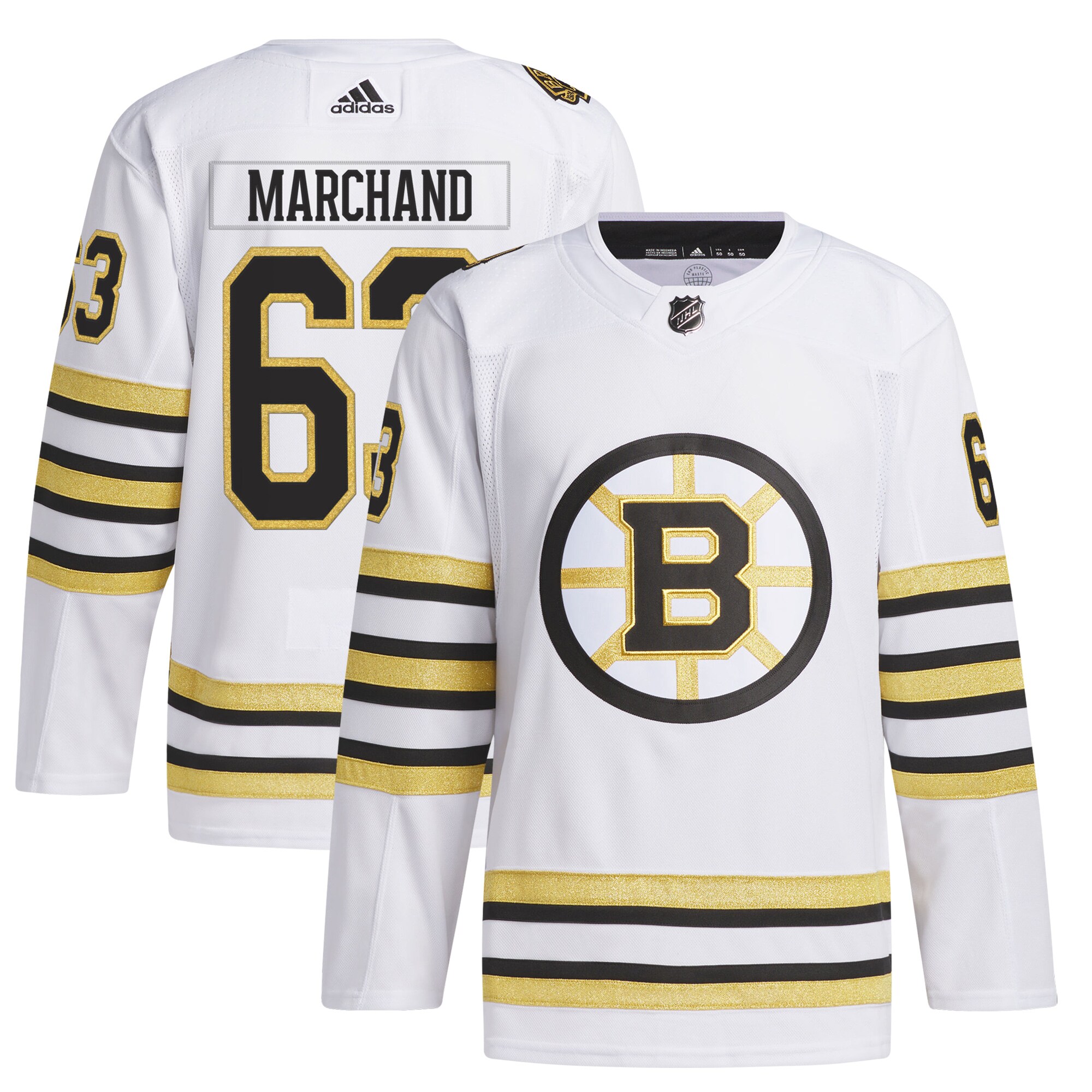 Brad Marchand Boston Bruins adidas Primegreen 100th Anniversary Authentic Player Jersey - White