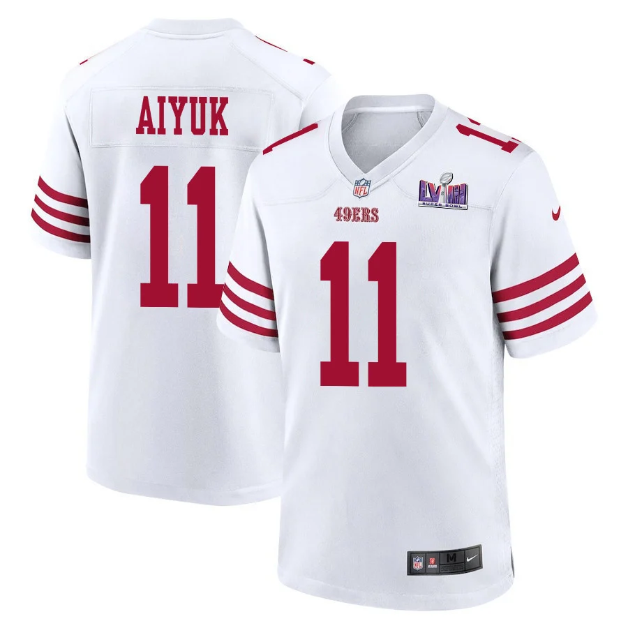 Brandon Aiyuk 11 San Francisco 49ers Super Bowl LVIII Patch Game Men Jersey - White