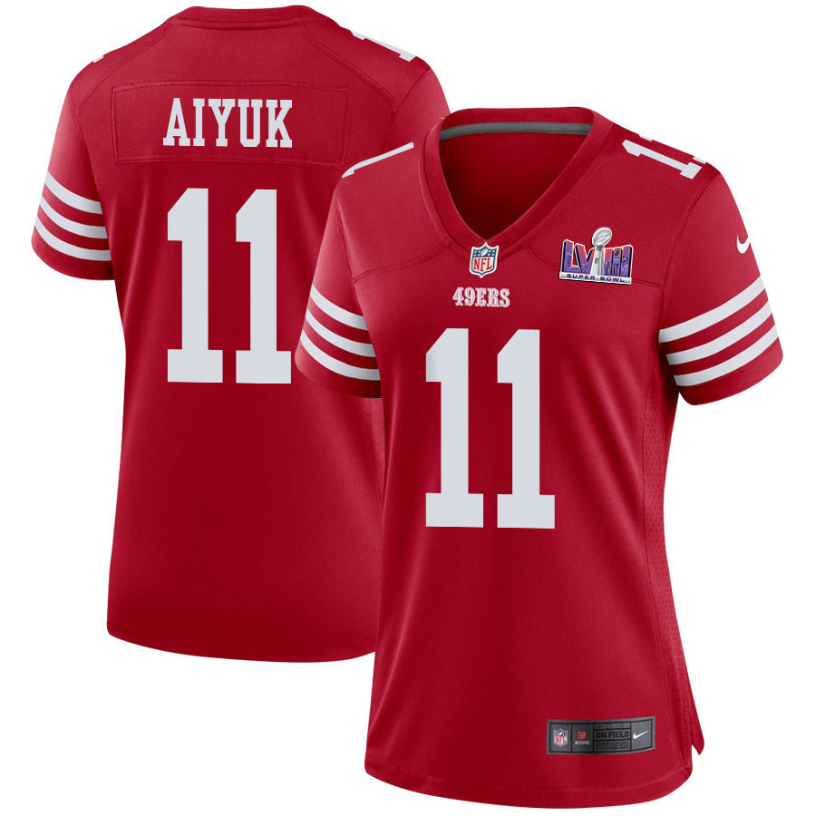 Brandon Aiyuk 11 San Francisco 49ers Super Bowl LVIII Patch Game Women Jersey - Scarlet