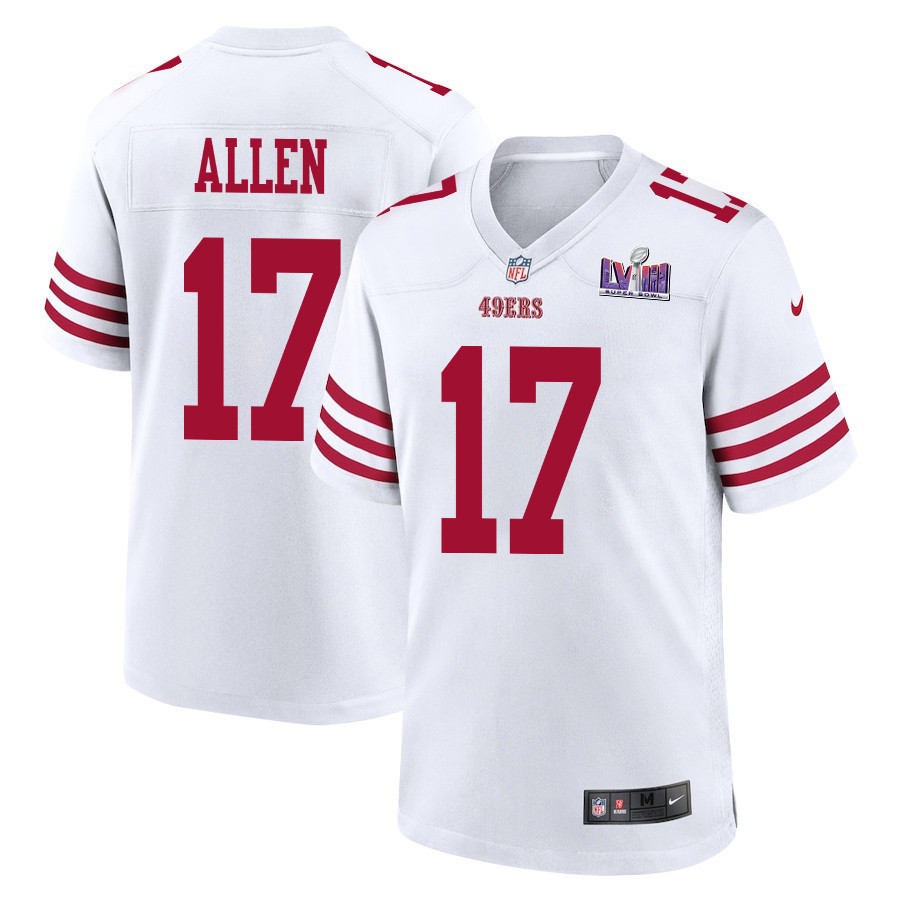 Brandon Allen 17 San Francisco 49ers Super Bowl LVIII Patch Game Men Jersey - White