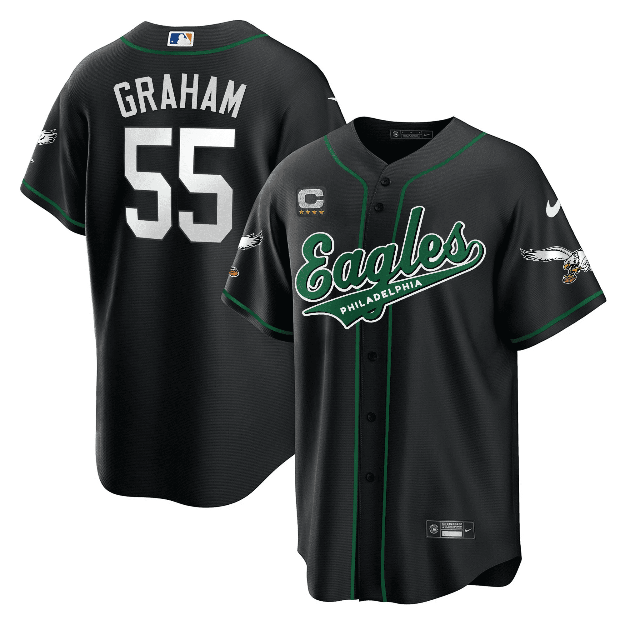 Brandon Graham 55 Philadelphia Eagles Baseball Men Jersey - Black