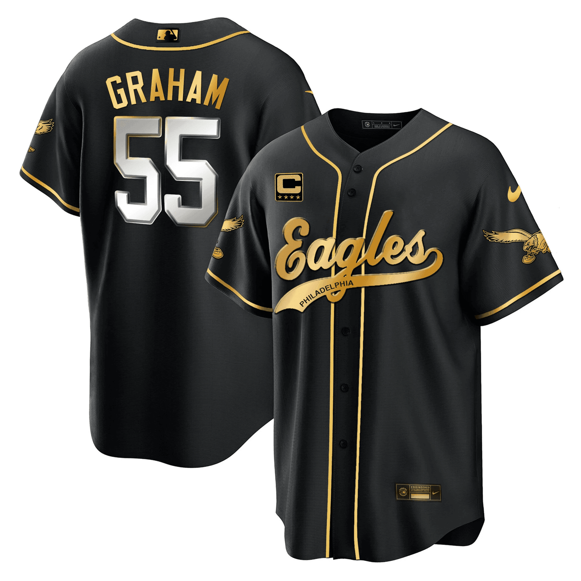 Brandon Graham 55 Philadelphia Eagles Baseball Men Jersey - Black Limited