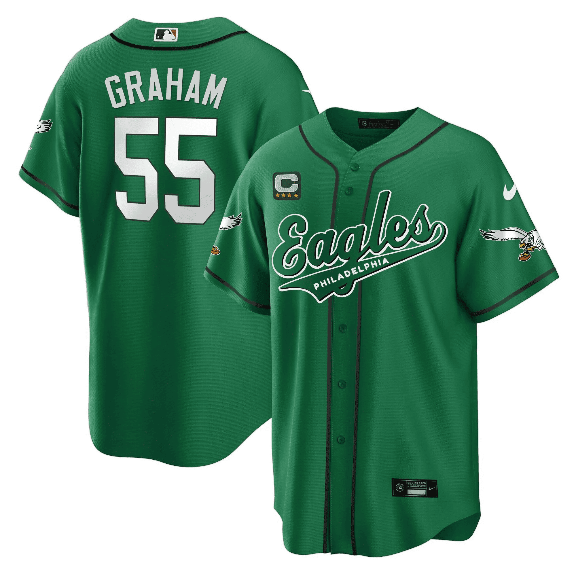 Brandon Graham 55 Philadelphia Eagles Baseball Men Jersey - Kelly Green