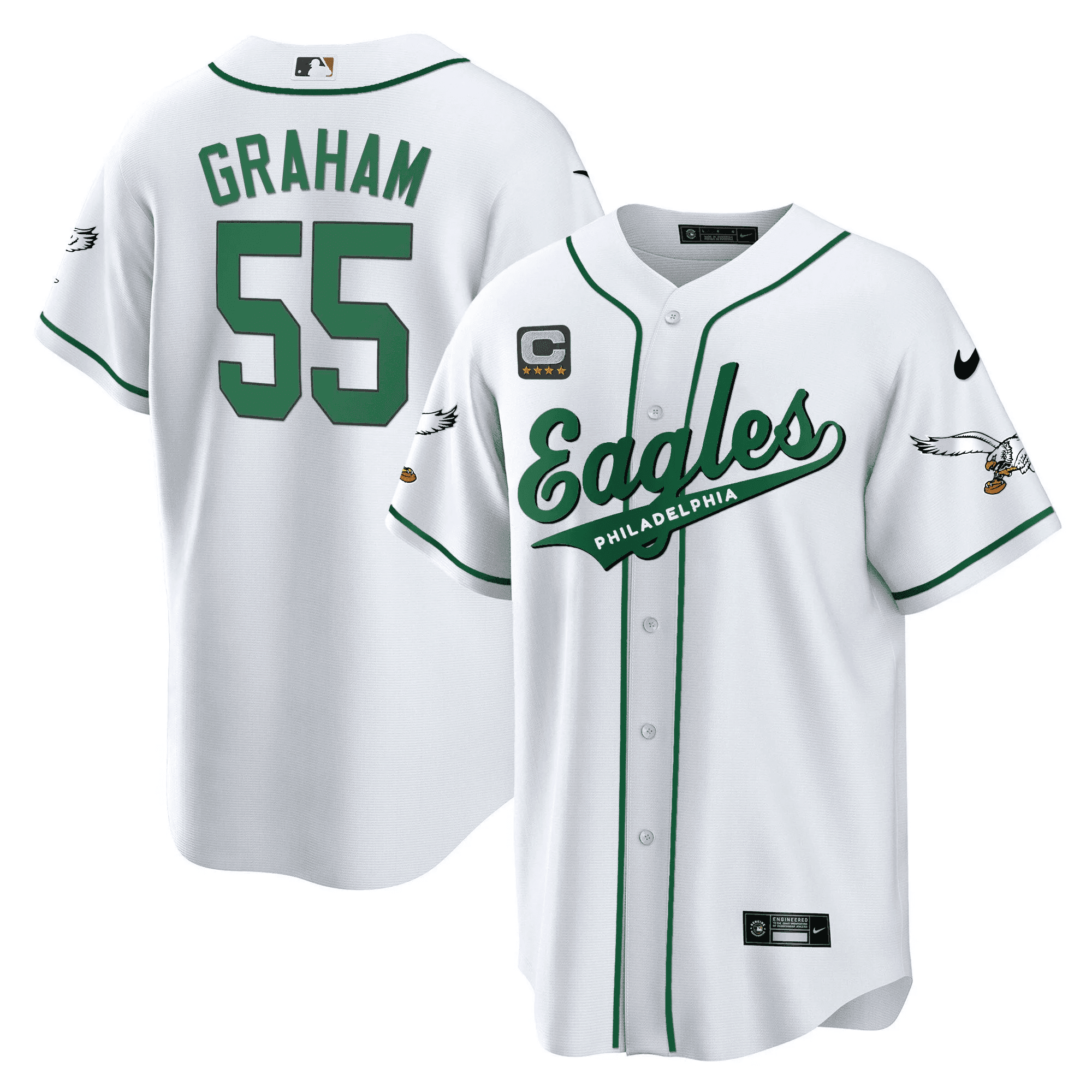 Brandon Graham 55 Philadelphia Eagles Baseball Men Jersey - White