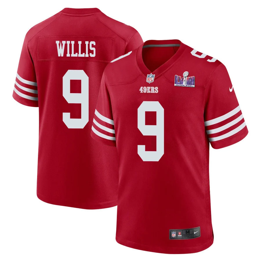 Brayden Willis 9 San Francisco 49ers Super Bowl LVIII Patch Game Men Jersey - Scarlet