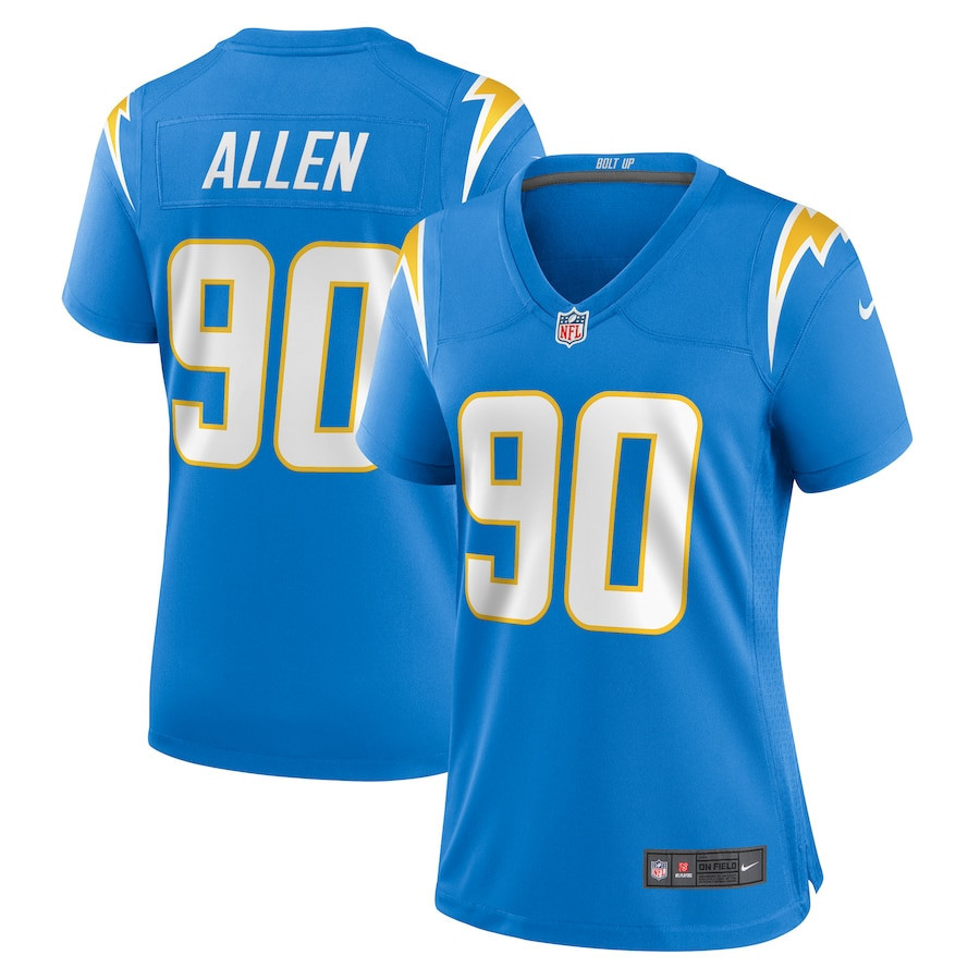 Brevin Allen 90 Los Angeles Chargers Women Team Game Jersey - Powder Blue