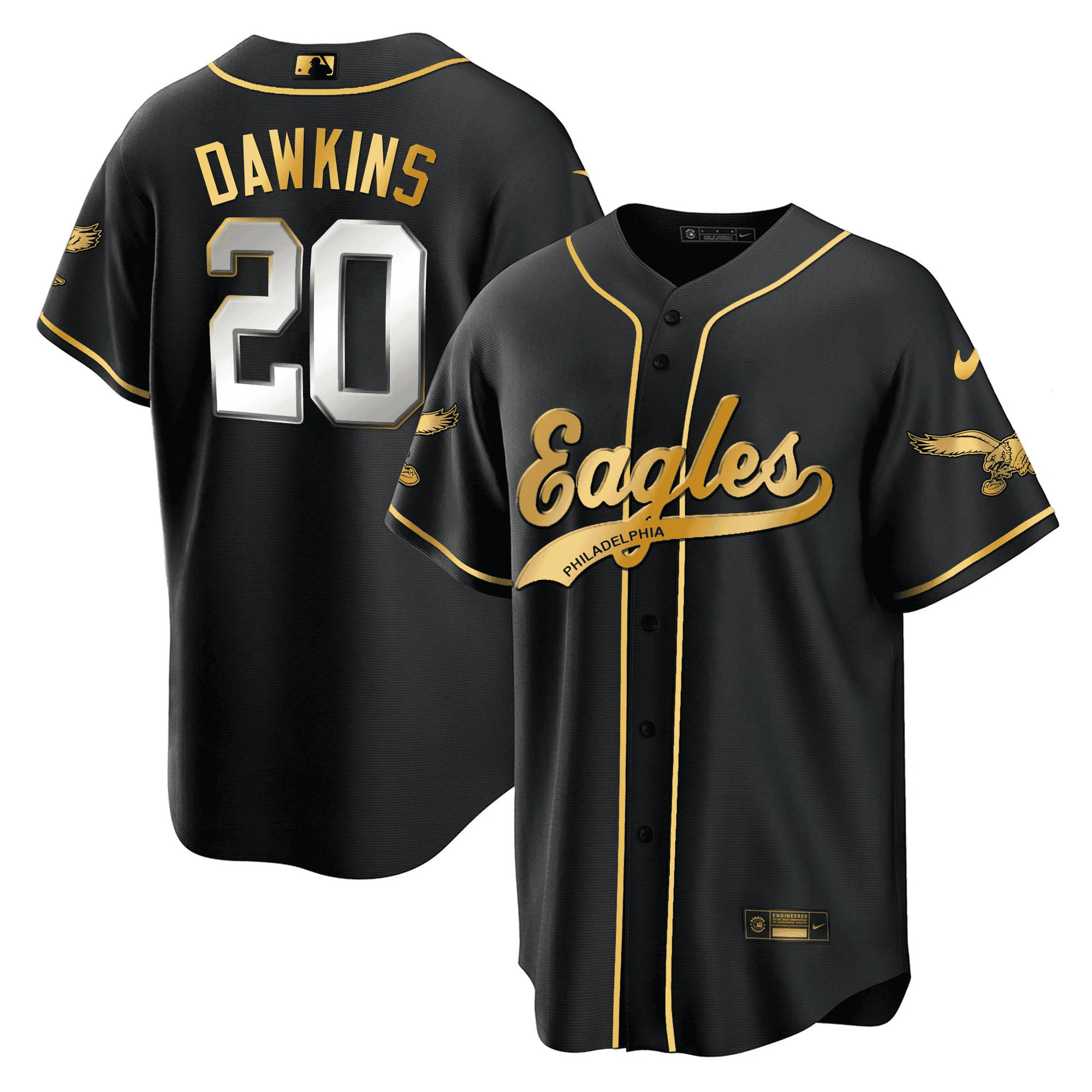Brian Dawkins 20 Philadelphia Eagles Baseball Men Jersey - Black Limited