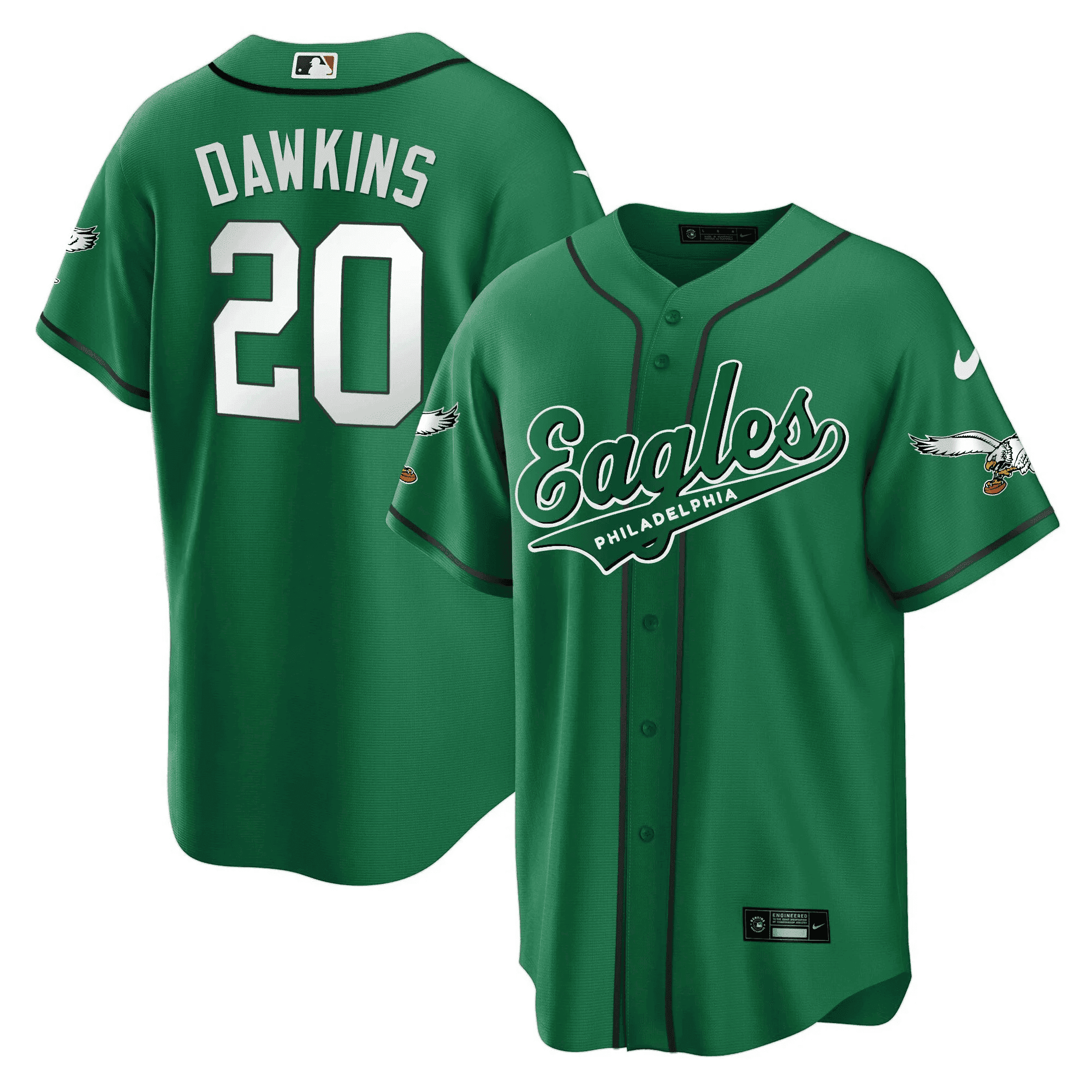 Brian Dawkins 20 Philadelphia Eagles Baseball Men Jersey - Kelly Green