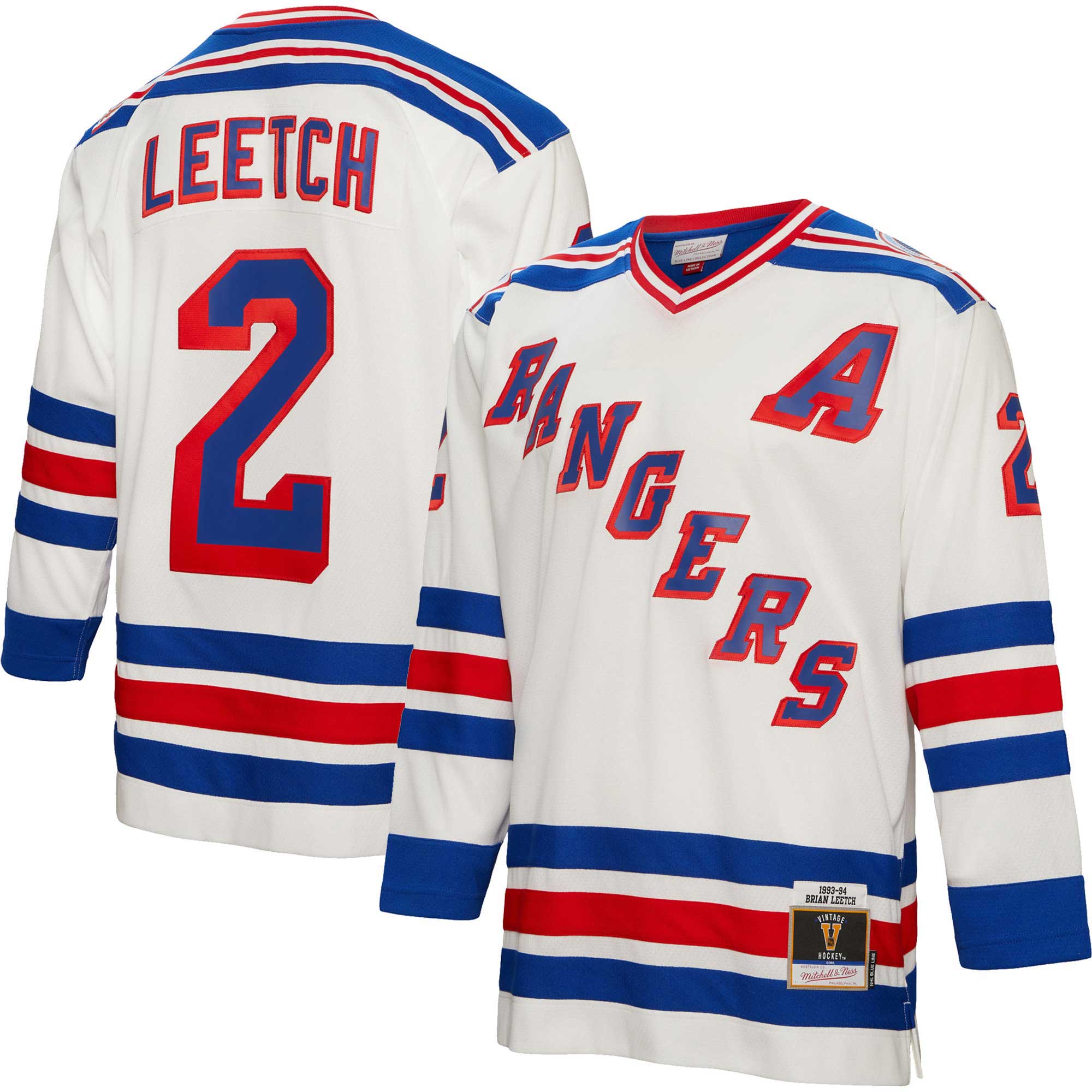 Brian Leetch New York Rangers Mitchell & Ness Alternate Captain Patch 1993\/94 Blue Line Player Jersey - White
