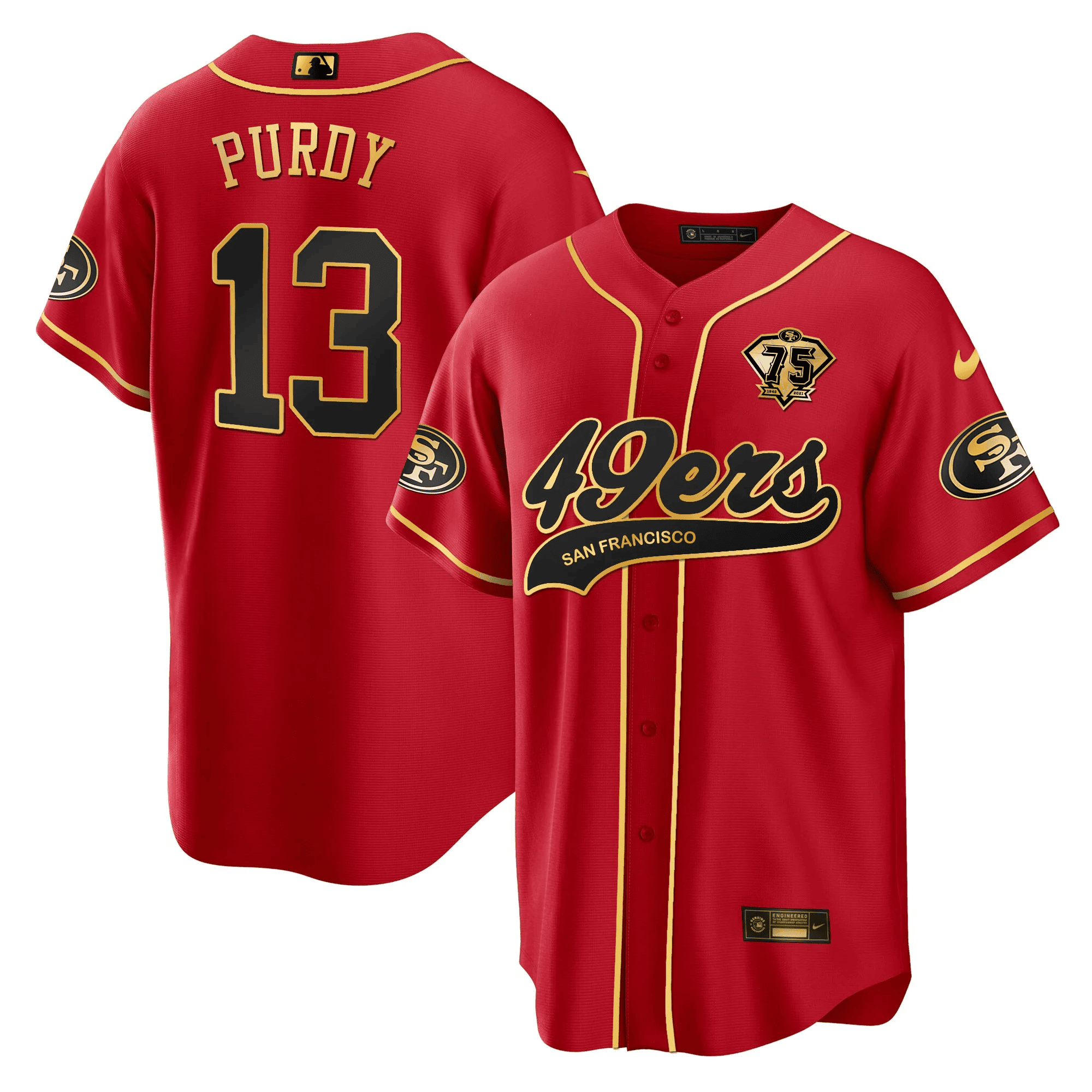 Brock Purdy 13 San Francisco 49ers Baseball Men Jersey - Black Red