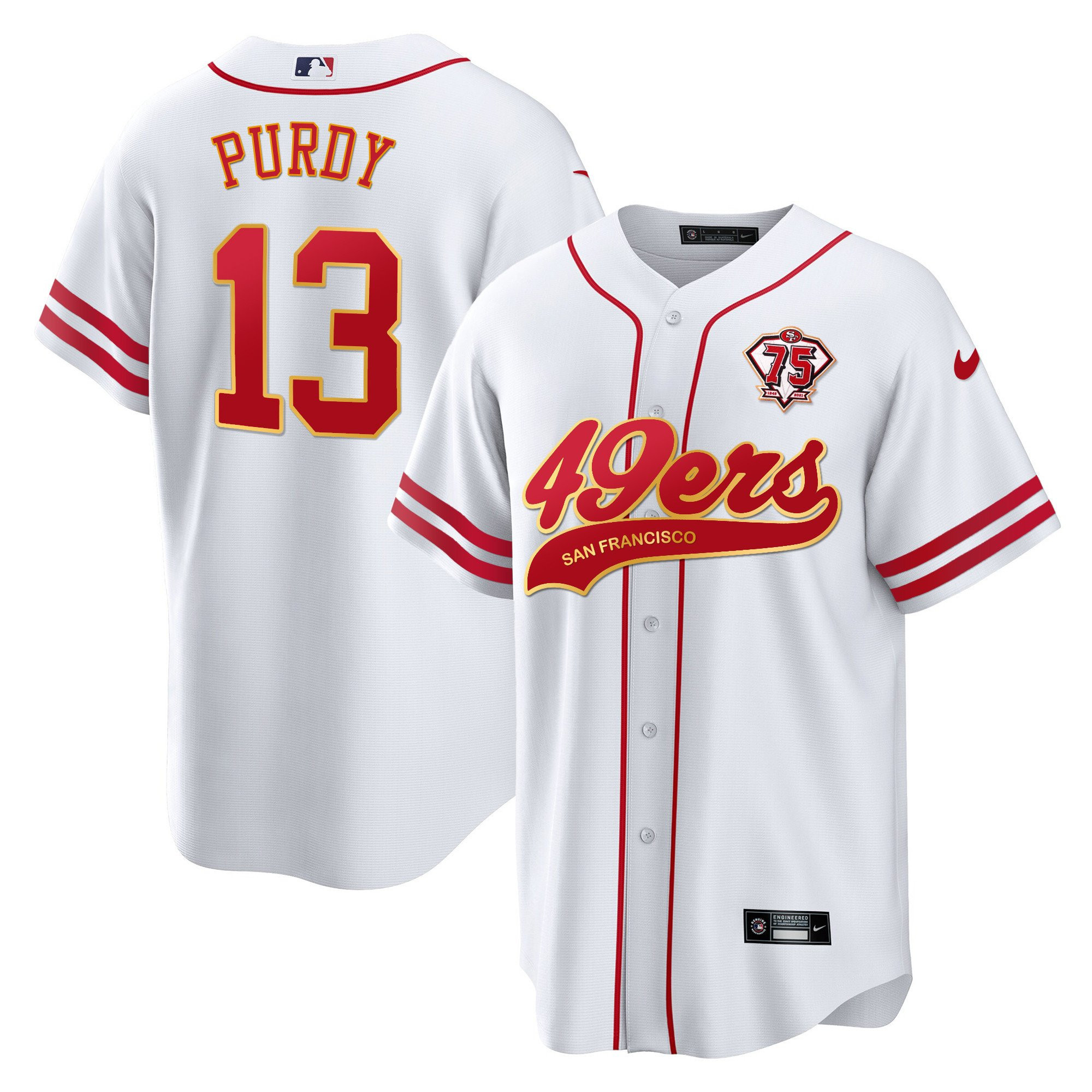Brock Purdy 13 San Francisco 49ers Baseball Men Jersey - White