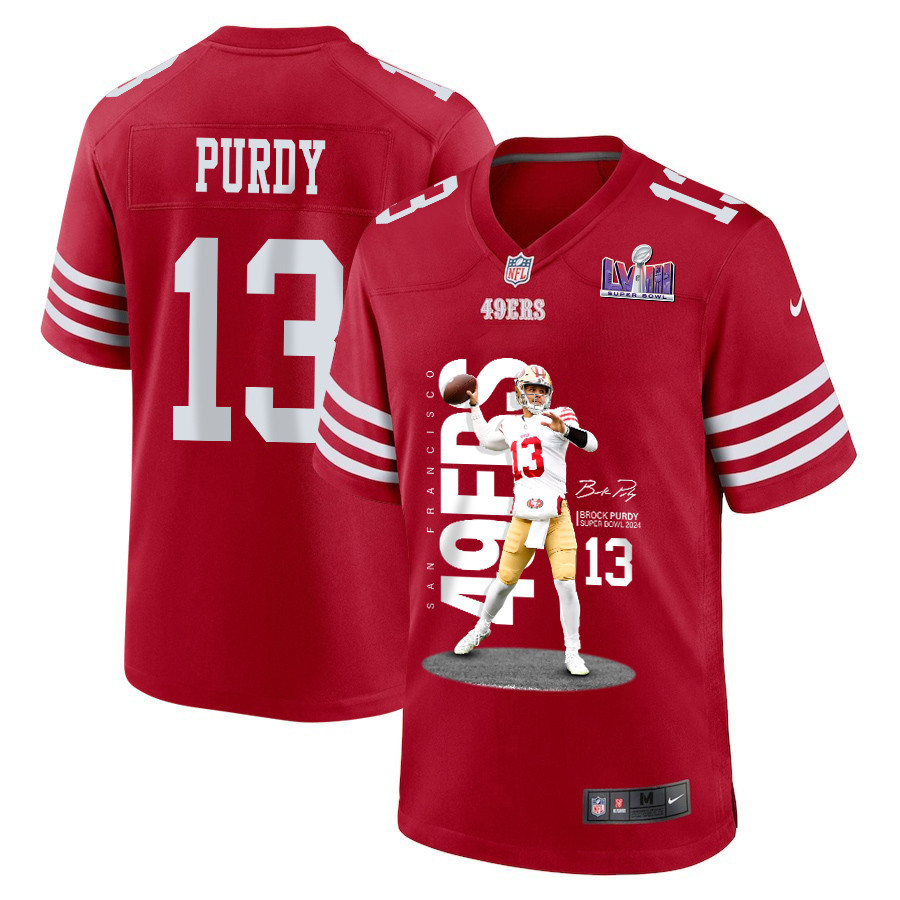Brock Purdy 13 San Francisco 49ers Throwing Ball Signed Game Men Jersey - Scarlet