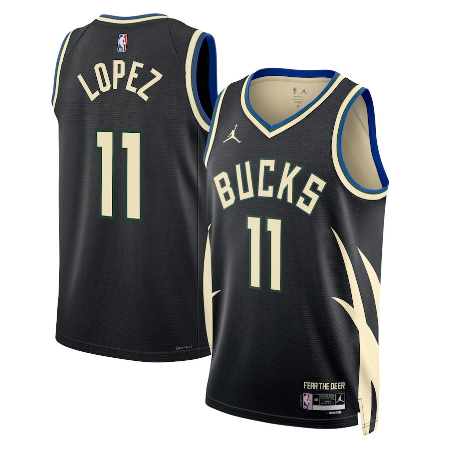 Brook Lopez 11 Milwaukee Bucks Unisex Swingman Jersey - Statement Edition - Black