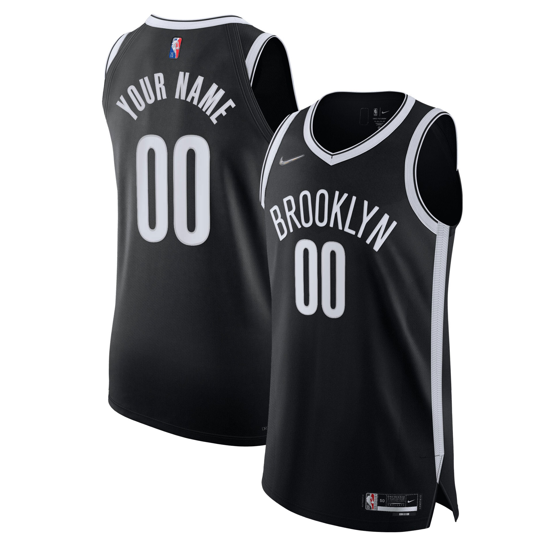 Brooklyn Nets 2021\/22 Diamond Authentic Custom Jersey - Icon Edition - Black