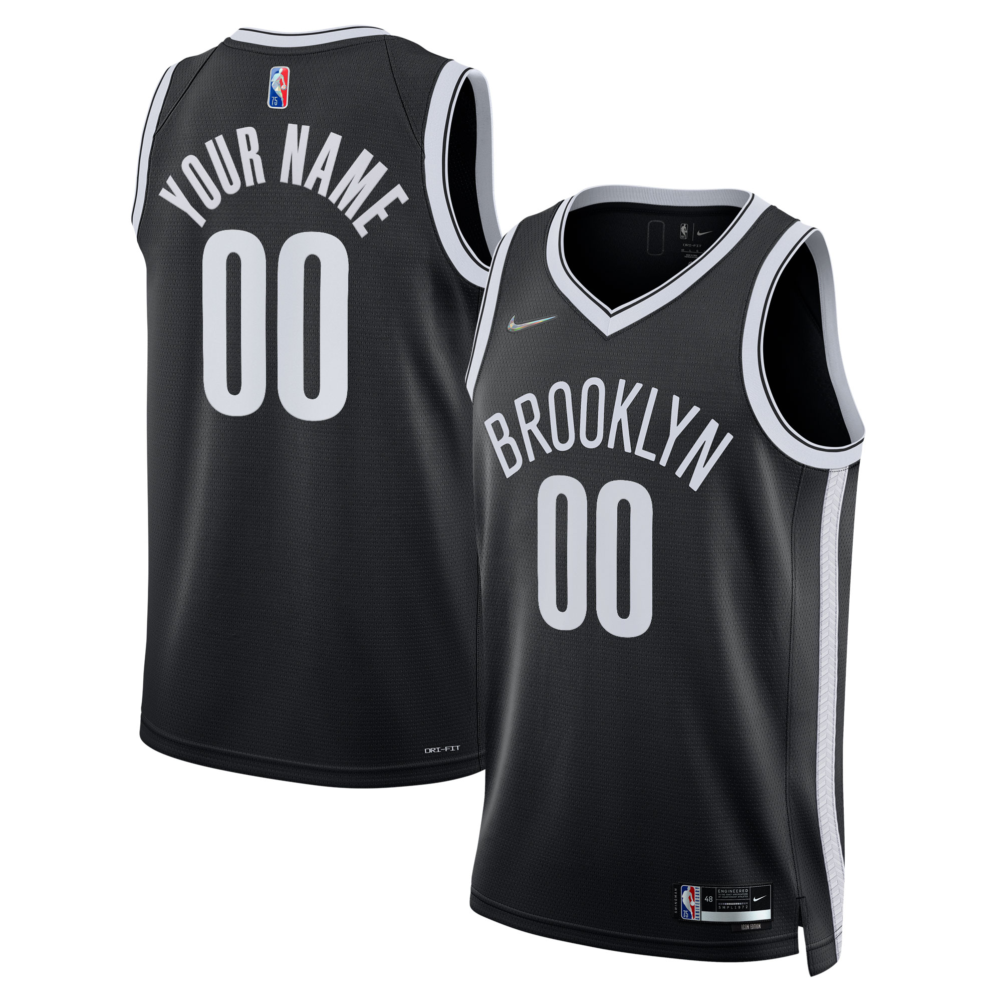 Brooklyn Nets 2021\/22 Diamond Swingman Custom Jersey - Icon Edition - Black