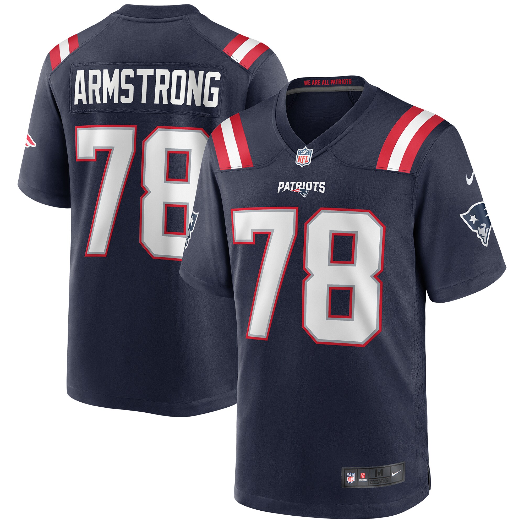 Bruce Armstrong New England Patriots Game Retired Player Jersey - Navy