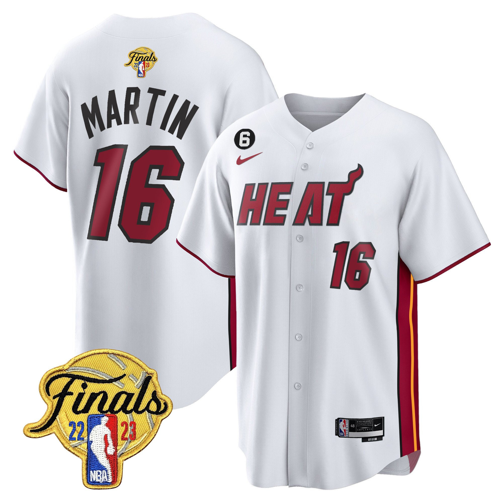 Caleb Martin 16 Miami Heat 2023 Finals Baseball Men Jersey - Association