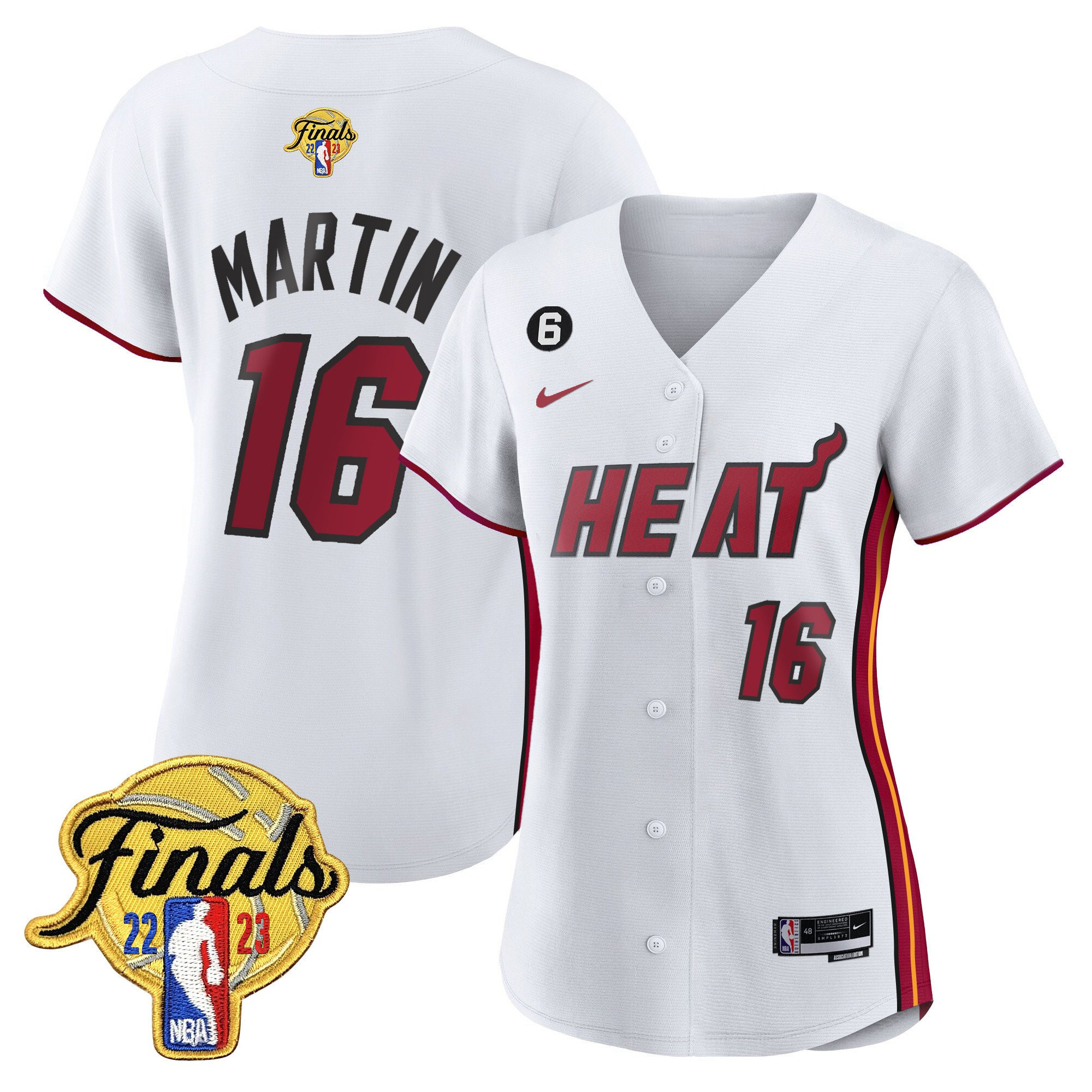 Caleb Martin 16 Miami Heat 2023 Finals Baseball Women Jersey - Association