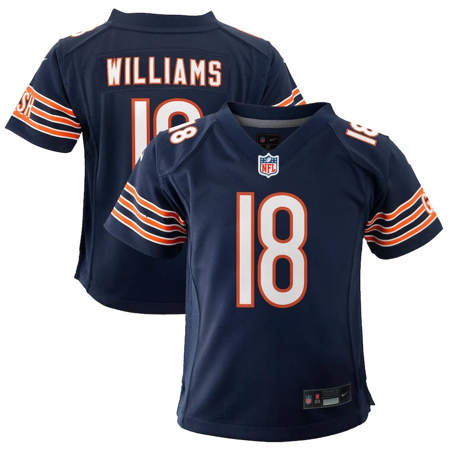 Caleb Williams 18 Chicago Bears 2024 NFL Draft First Round Pick Player Game YOUTH Jersey - Navy