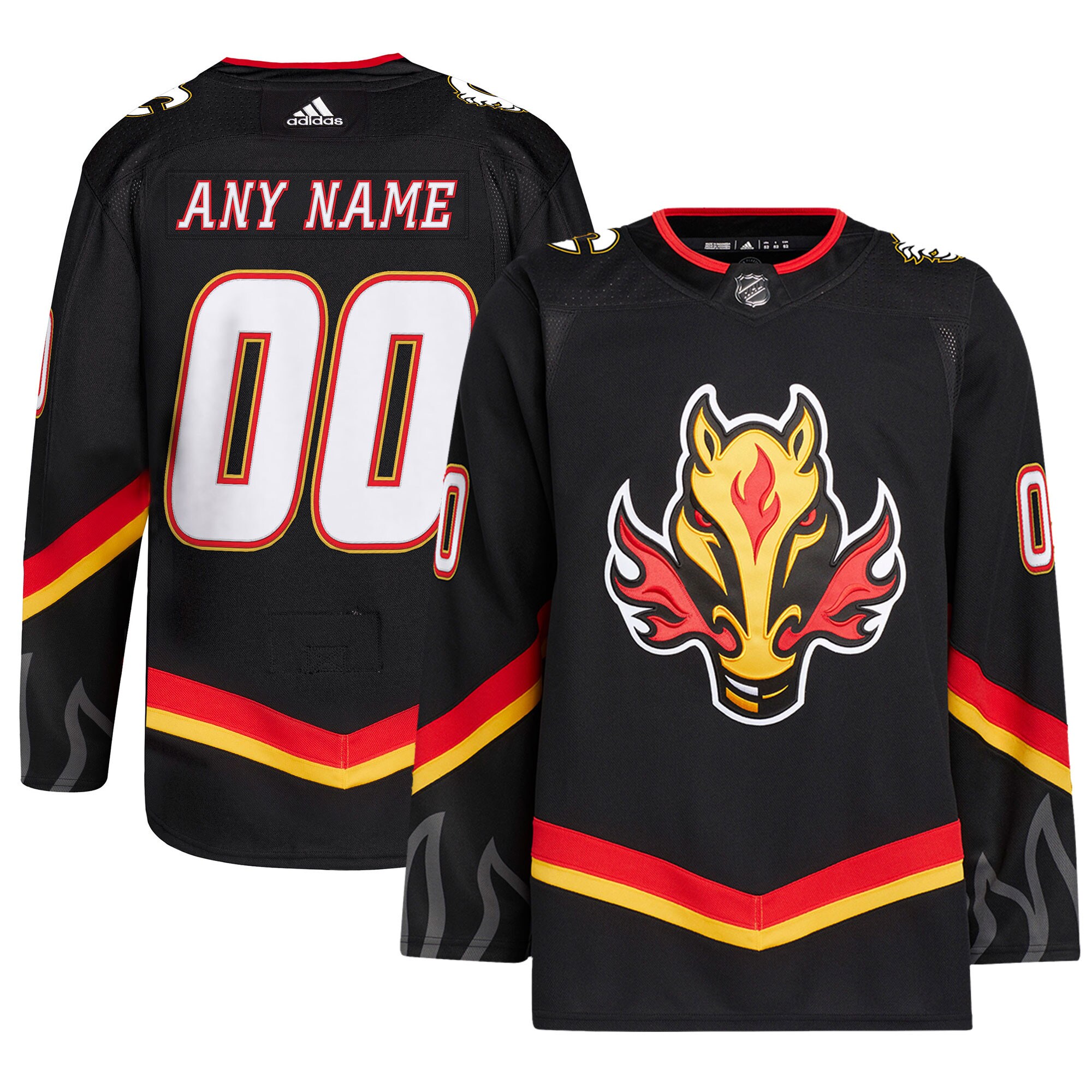 Calgary Flames adidas Alternate Primegreen Authentic Custom Jersey - Black
