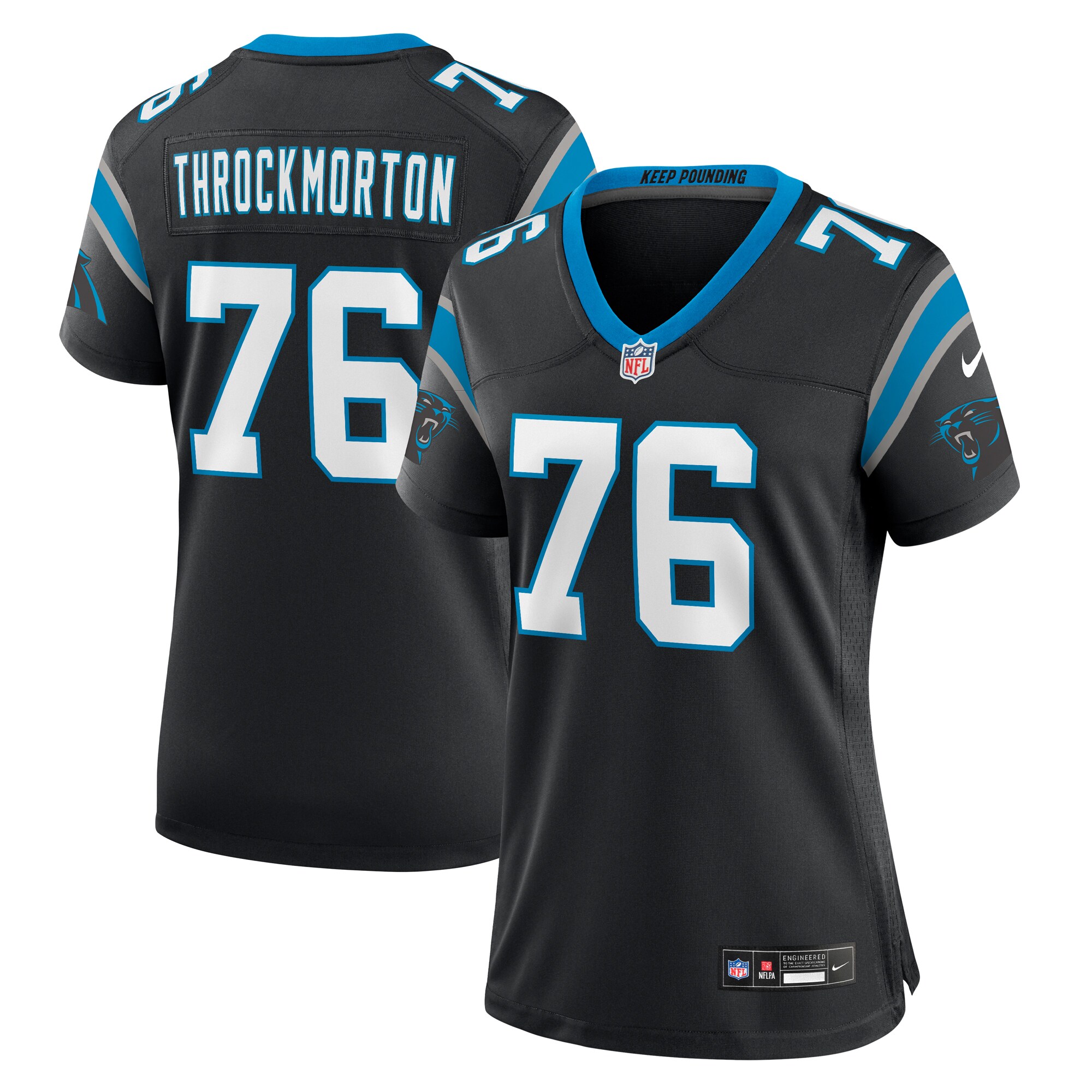 Calvin Throckmorton Carolina Panthers Women's Team Game Jersey - Black