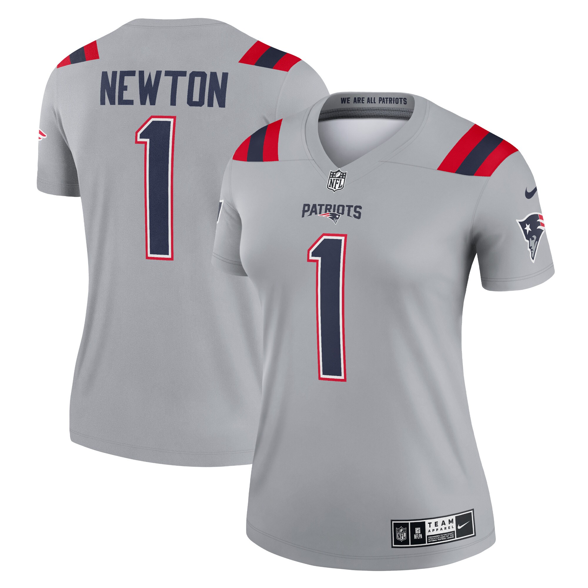 Cam Newton New England Patriots Women's Inverted Legend Jersey - Gray