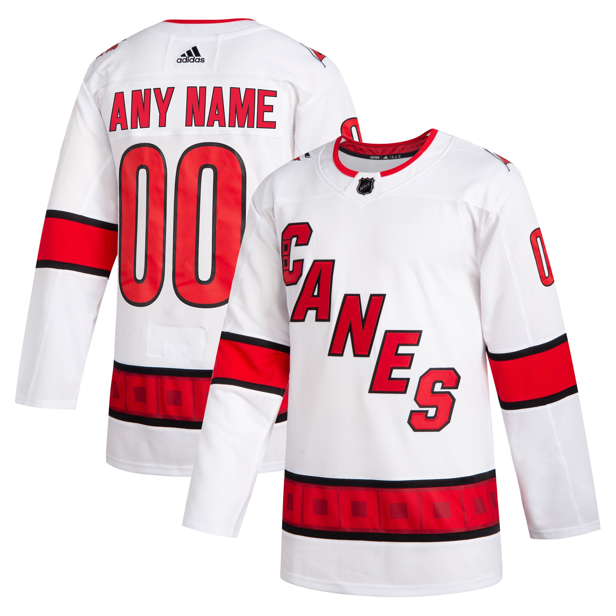 Carolina Hurricanes adidas 2020\/21 Away Custom Authentic Jersey - White