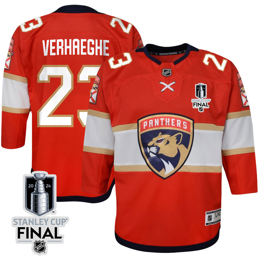 Carter Verhaeghe 23 Florida Panthers 2024 STANLEY CUP Final Youth Home Breakaway Jersey - Red