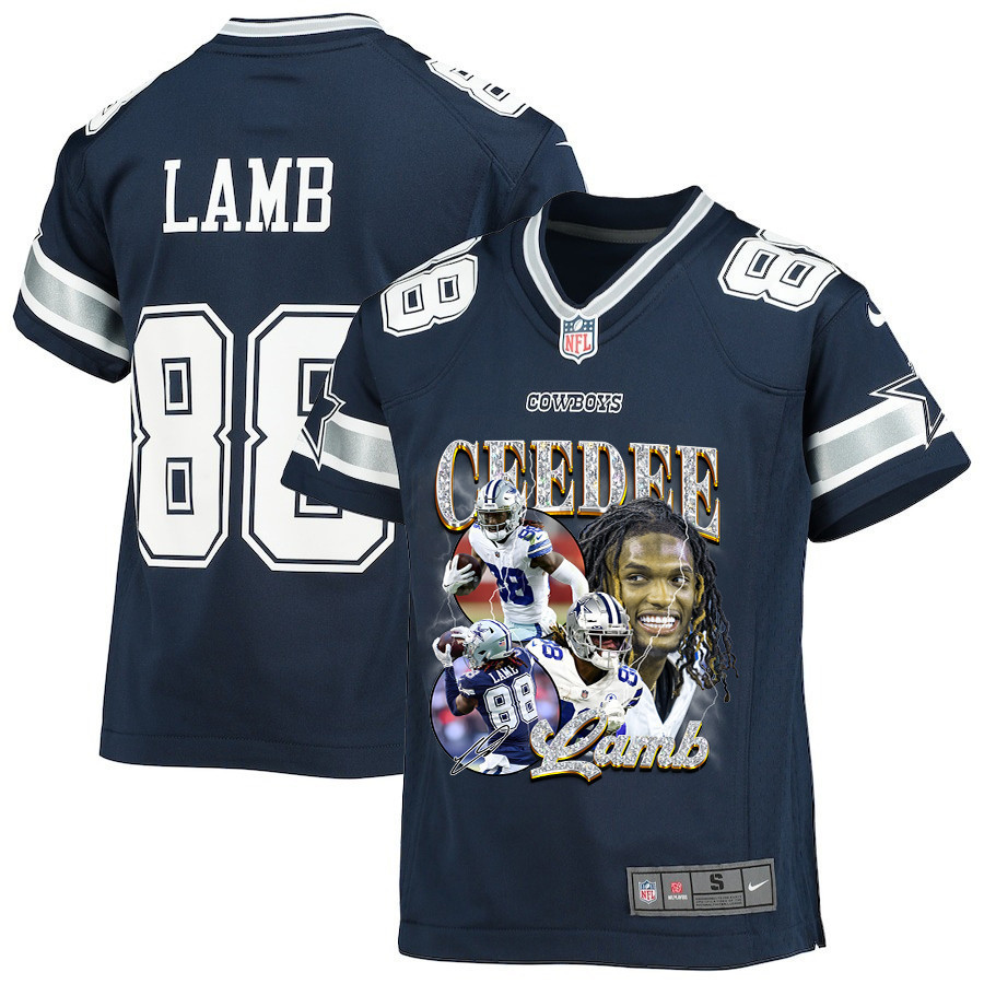 CeeDee Lamb 88 Dallas Cowboys Cee Works Hard Home Game YOUTH Jersey