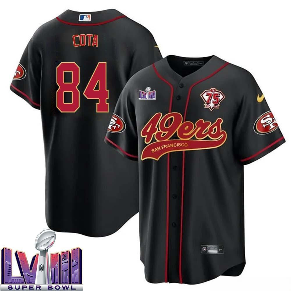 Chase Cota 84 Kansas City Chiefs Super Bowl LVIII Baseball Men Jersey - Black