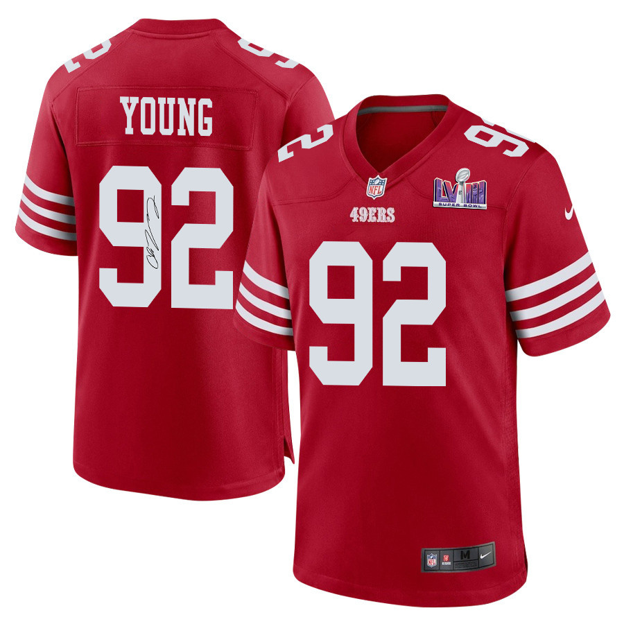 Chase Young 92 Signed San Francisco 49ers Super Bowl LVIII Game Men Jersey - Scarlet