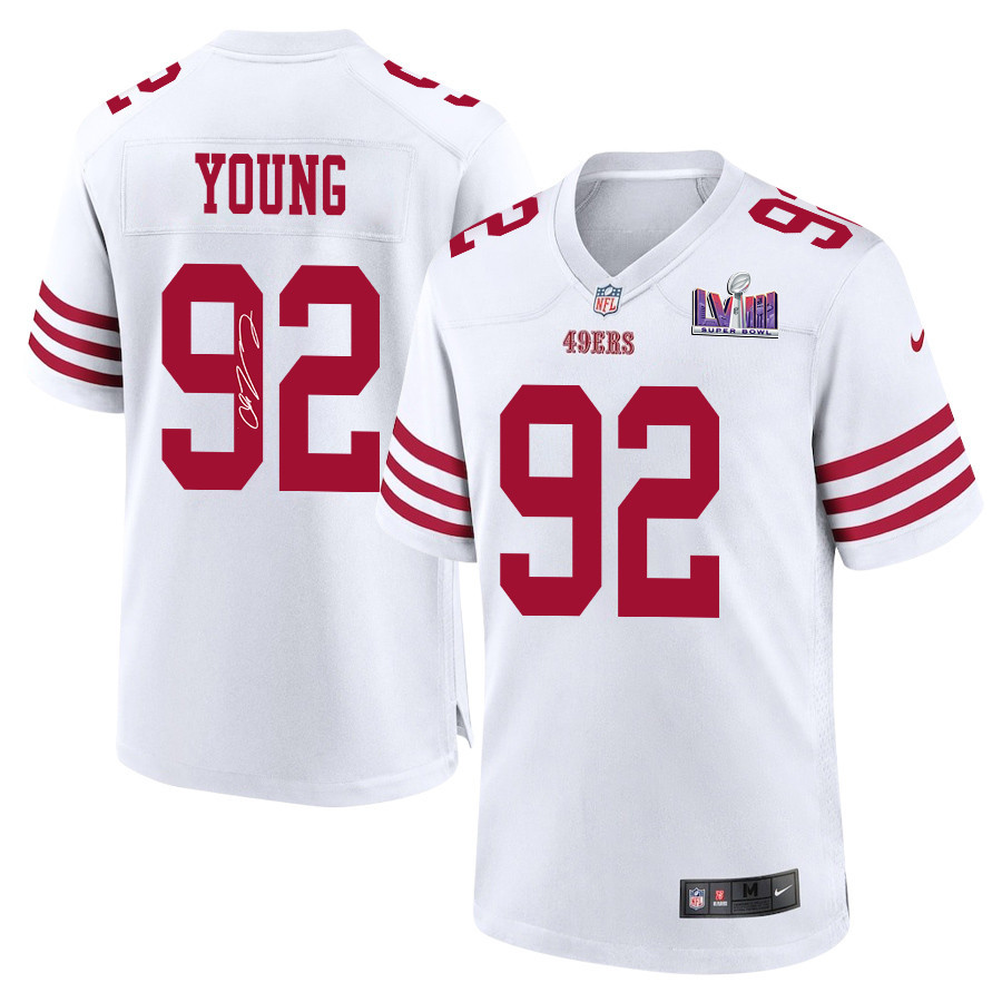 Chase Young 92 Signed San Francisco 49ers Super Bowl LVIII Game Men Jersey - White