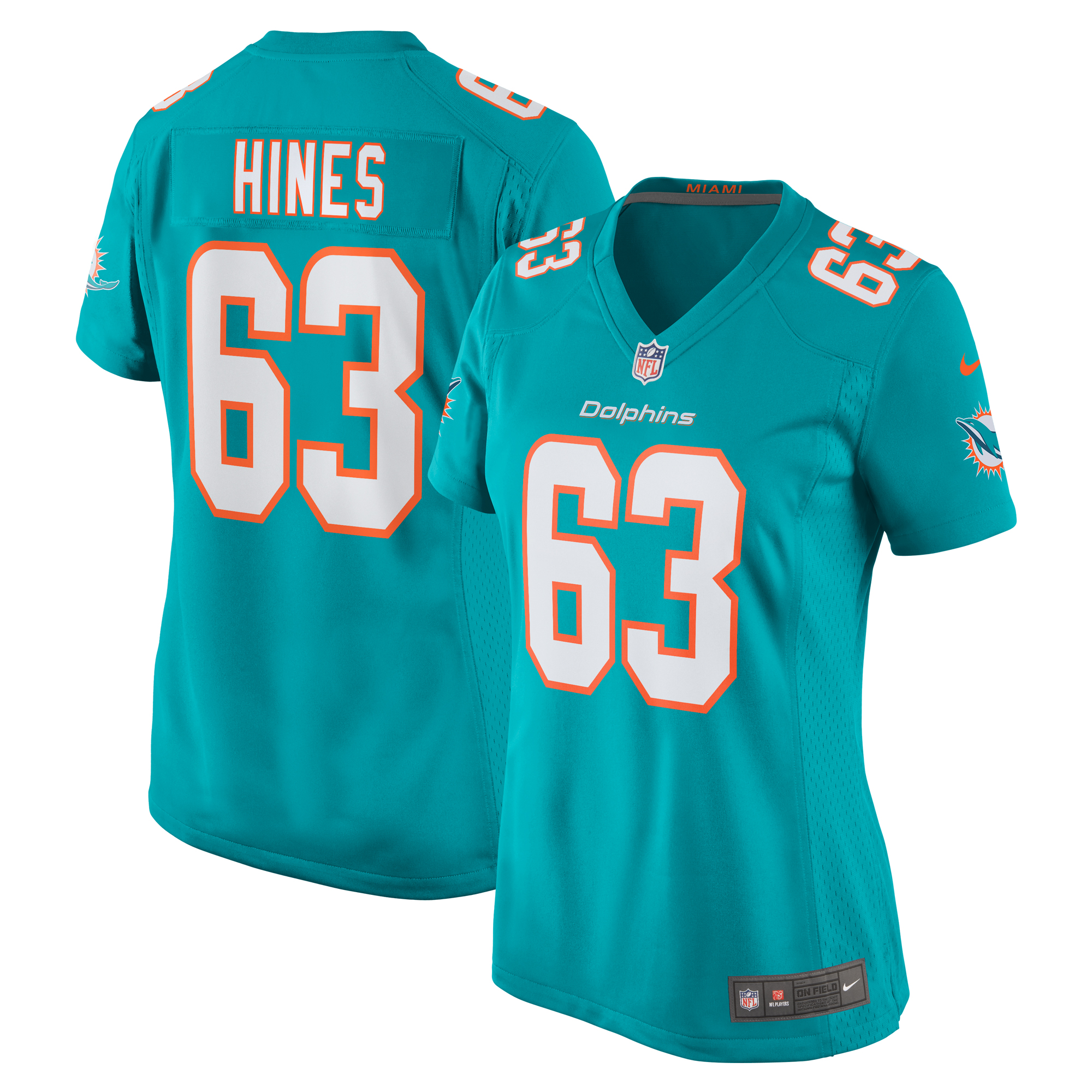 Chasen Hines Miami Dolphins Women's Team Game Jersey - Aqua