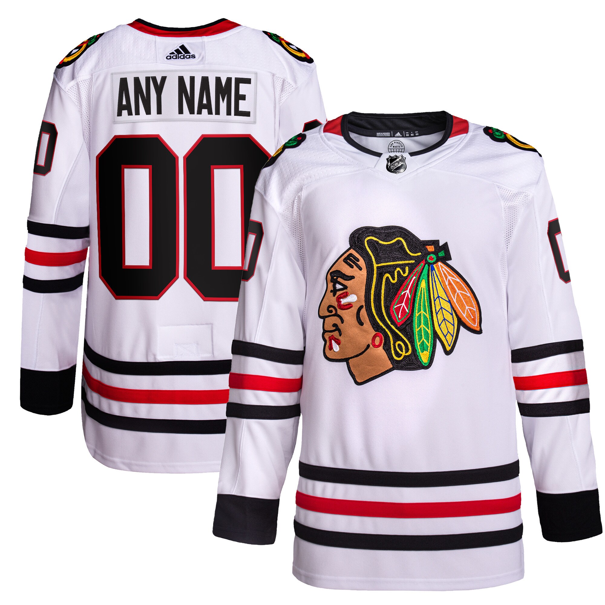 Chicago Blackhawks adidas Away Primegreen Authentic Custom Jersey - White