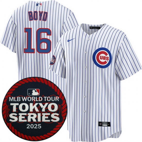 Chicago Cubs 16 Matthew Boyd White 2025 World Tour Tokyo Series Home Stitched Baseball Jersey