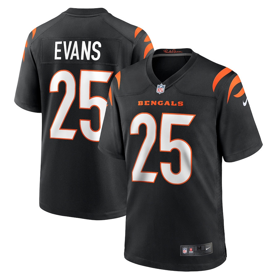 Chris Evans 25 Cincinnati Bengals Men's Game Jersey - Black