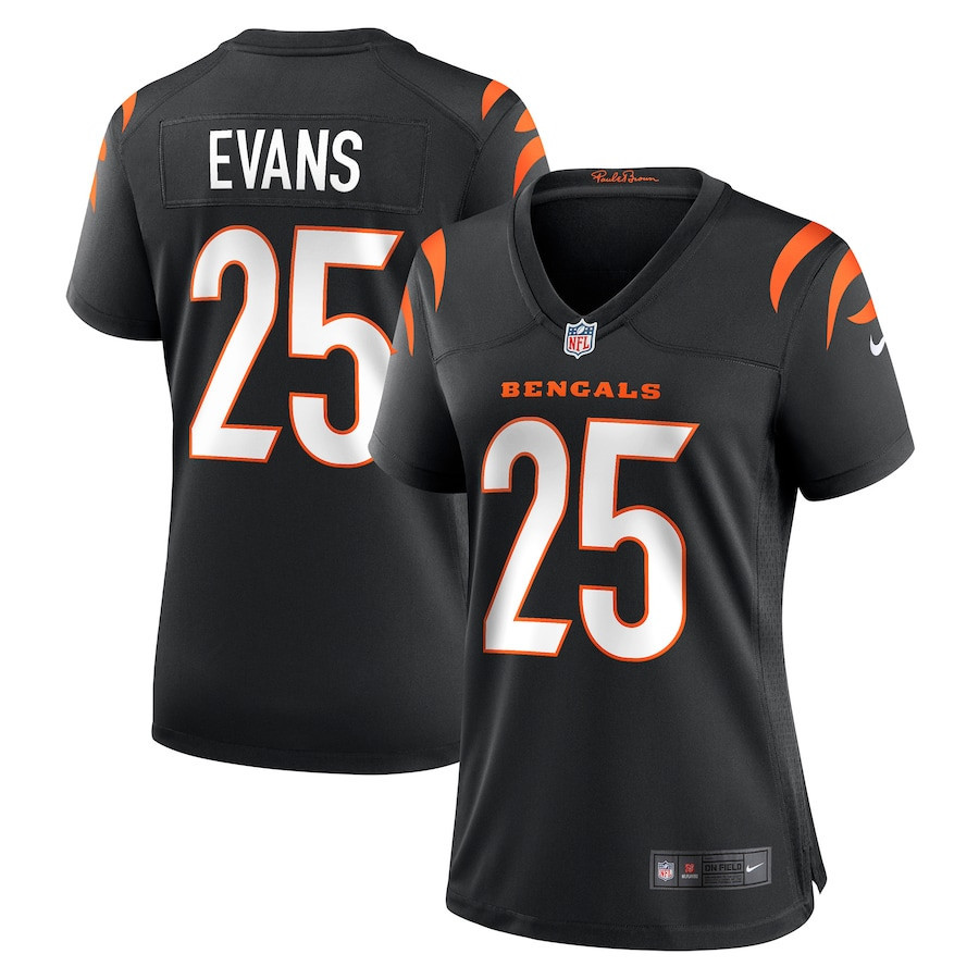 Chris Evans 25 Cincinnati Bengals Women Game Jersey - Black